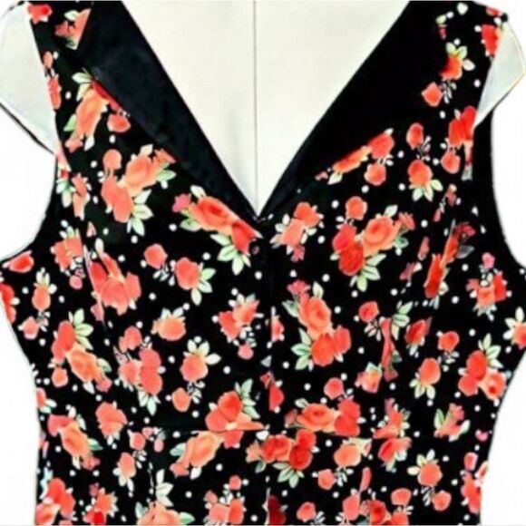 Torrid New vintage retro chic sleeveless red rose pattern midi dress plus size - Picture 7 of 16
